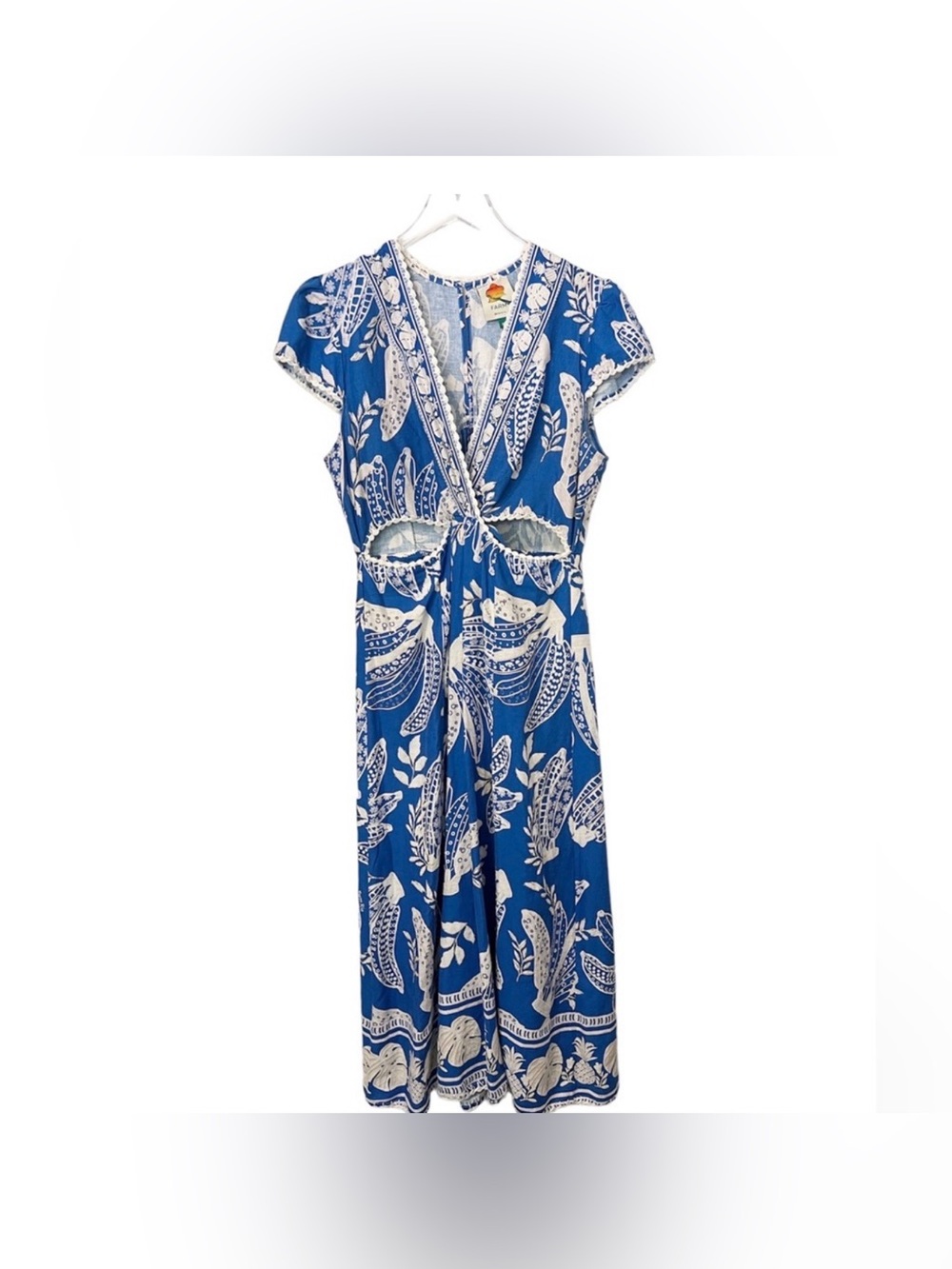 Farm Rio Blue Lace Banana Midi Dress, Large - Picture 2 of 7
